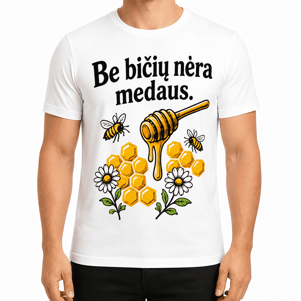 Marškinėlis bitininkui – Be bičių nėra medaus.