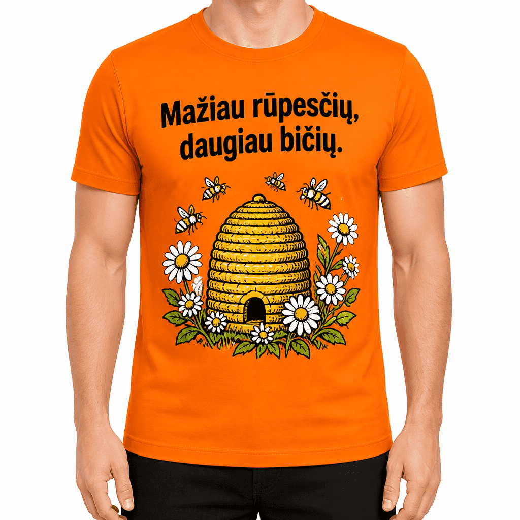 Marškinėlis bitininkui – Mažiau rūpesčių, daugiau bičių.