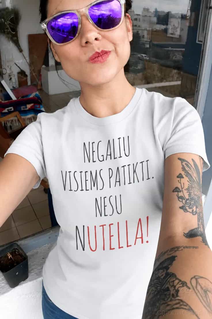 Juokingi marškinėliai Nesu Nutella – NEGALIU
