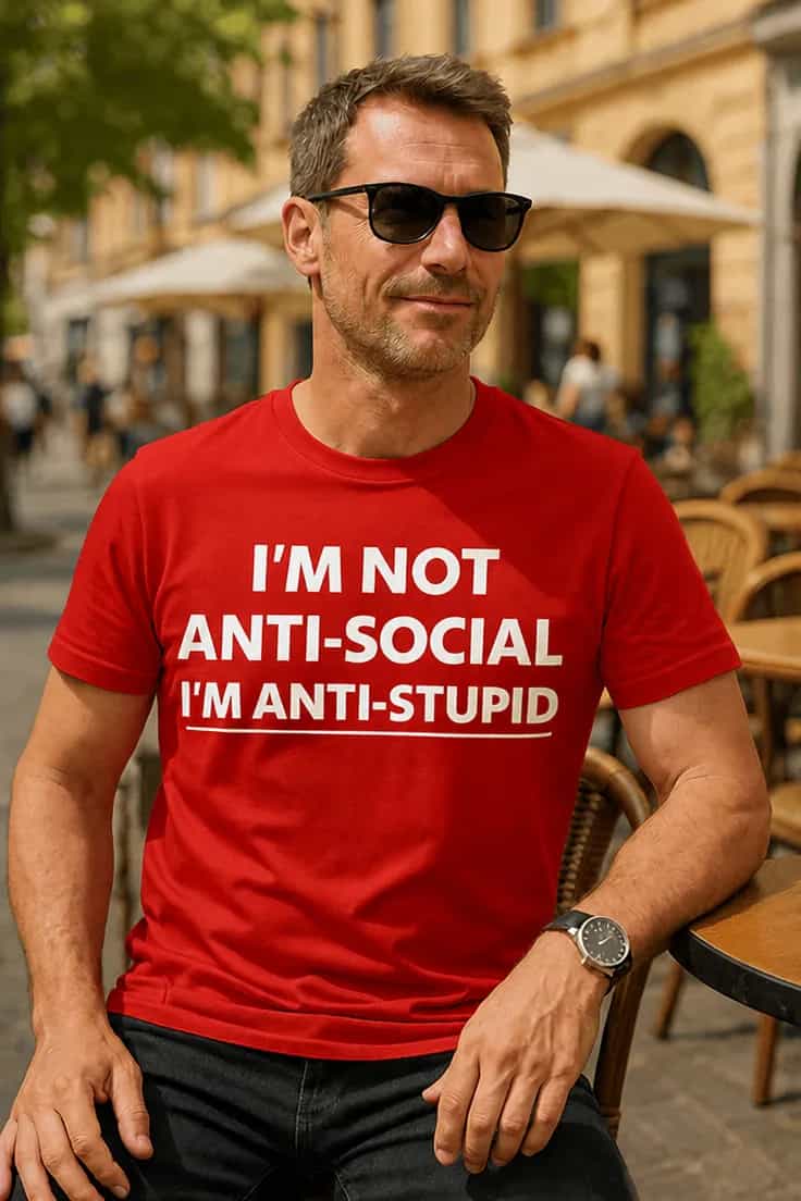 Juokingi marškinėliai prieš kvailumą I'M NOT ANTI-SOCIAL