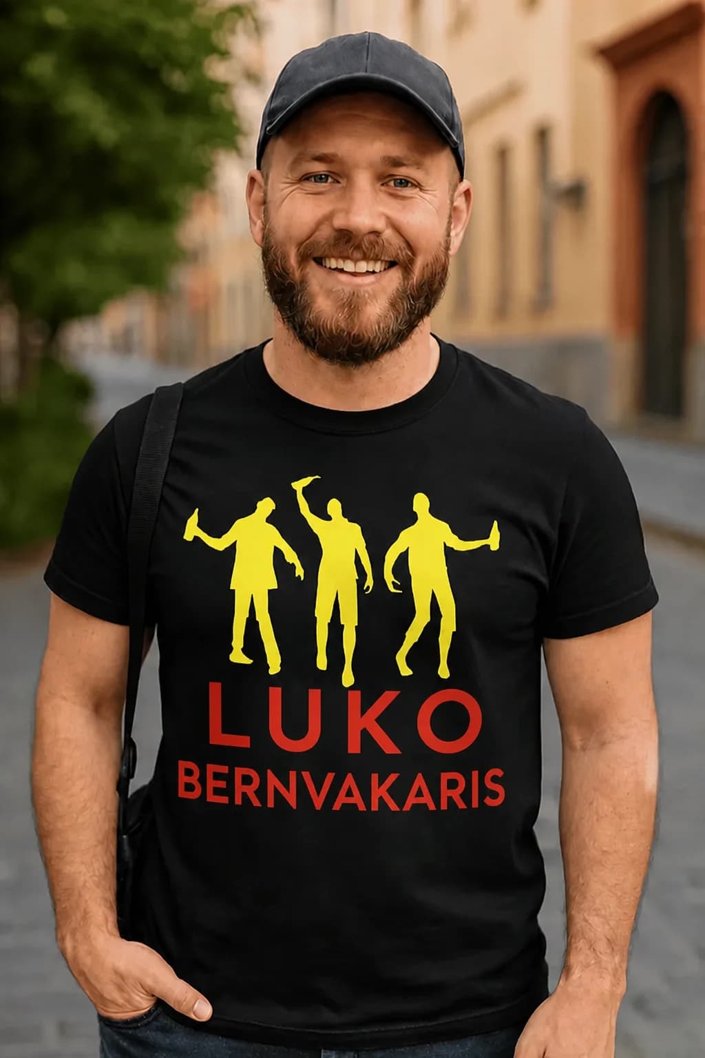 Marškinėliai bernvakariui su vardu ir linksmais draugais