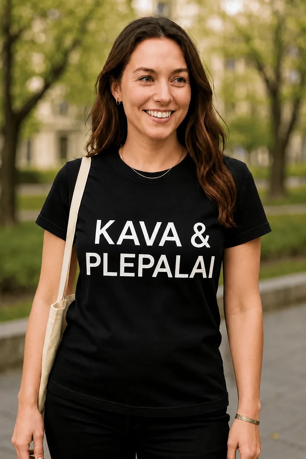 Juokingi marškinėliai „Kava & plepalai“