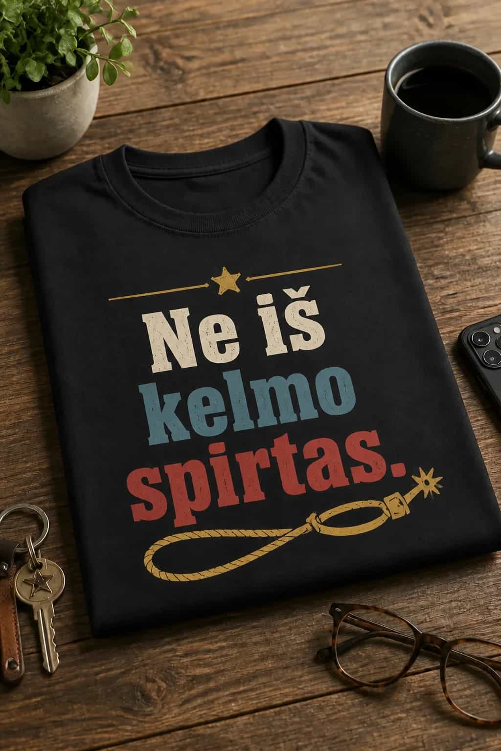 Juokingi marškinėliai „Ne iš kelmo spirtas“