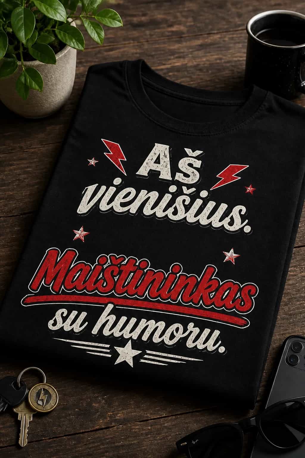 Juokingi marškinėliai „Aš vienišius“