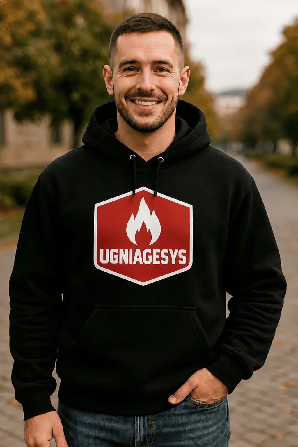 Džemperis su gobtuvu ugniagesiui „Ugniagesys“