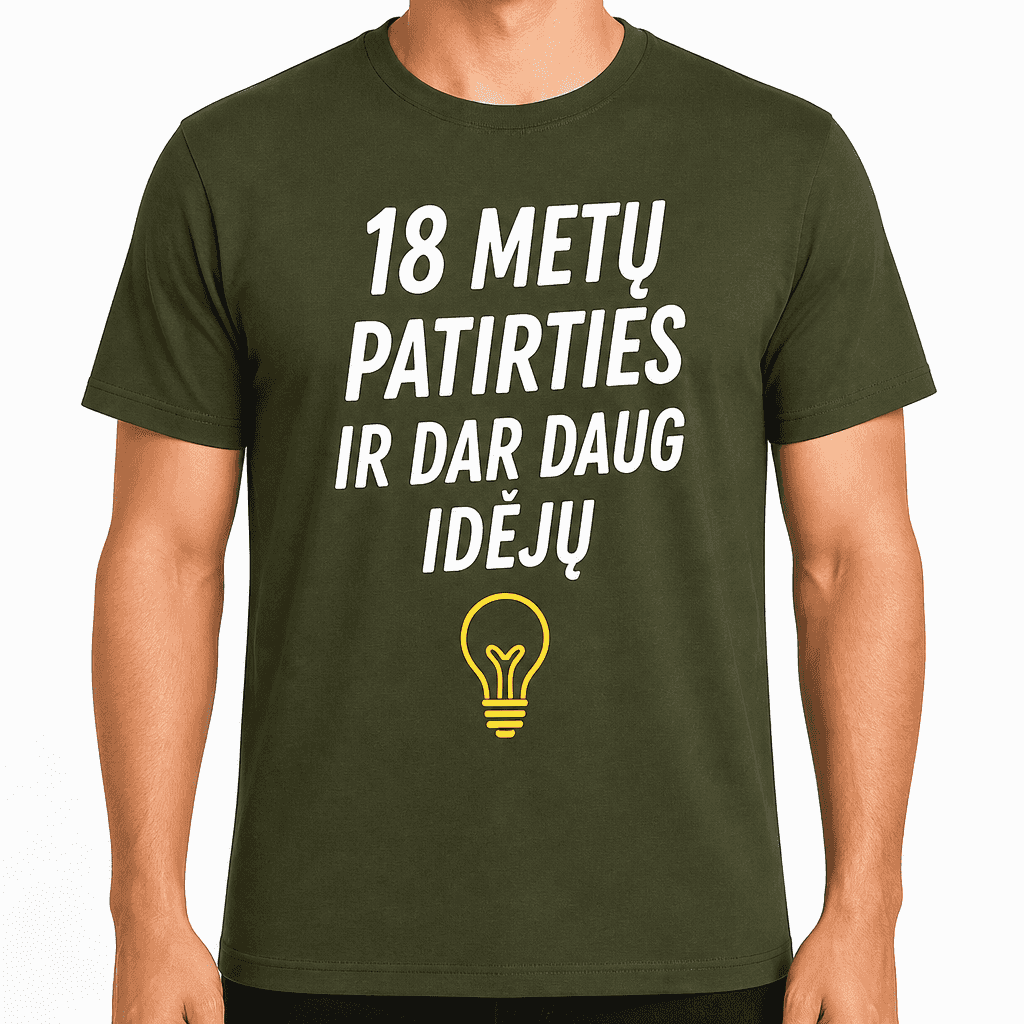 Marškinėliai 18-mečiui – 18 metų patirties ir dar daug idėjų