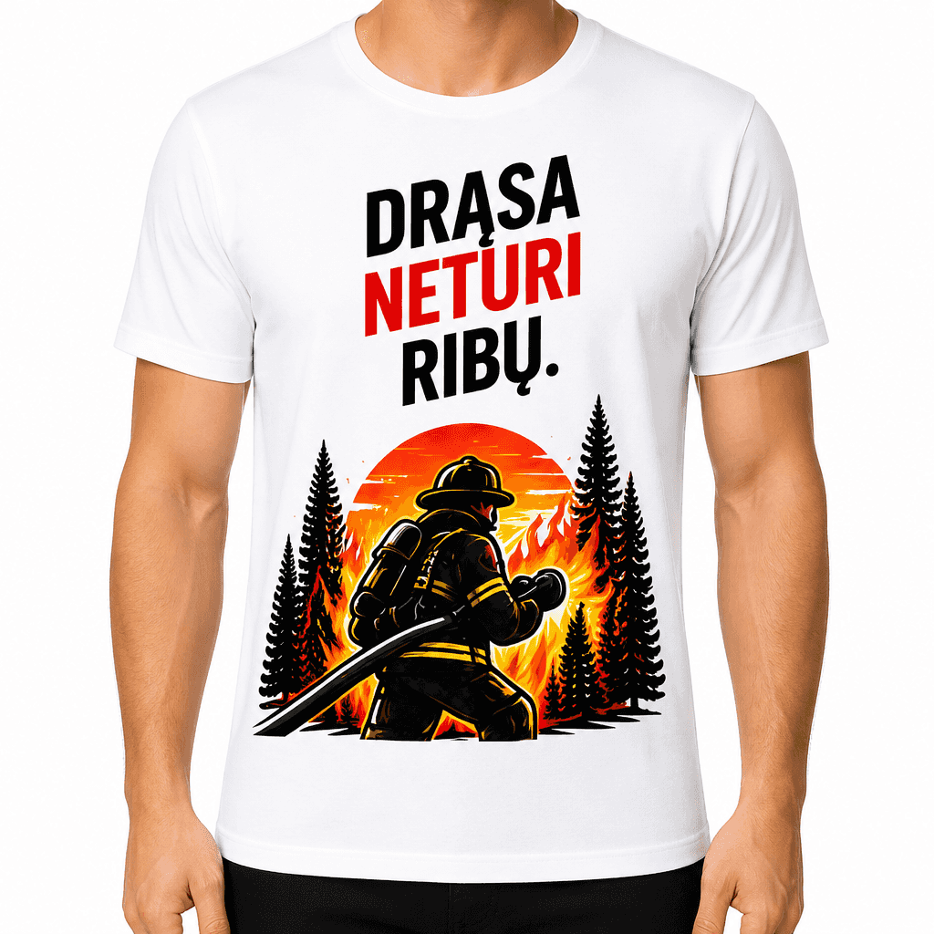 Ugniagesio marškinėliai – Drąsa neturi ribų.