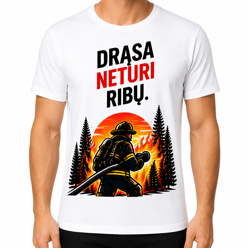 Ugniagesio marškinėliai – Drąsa neturi ribų.