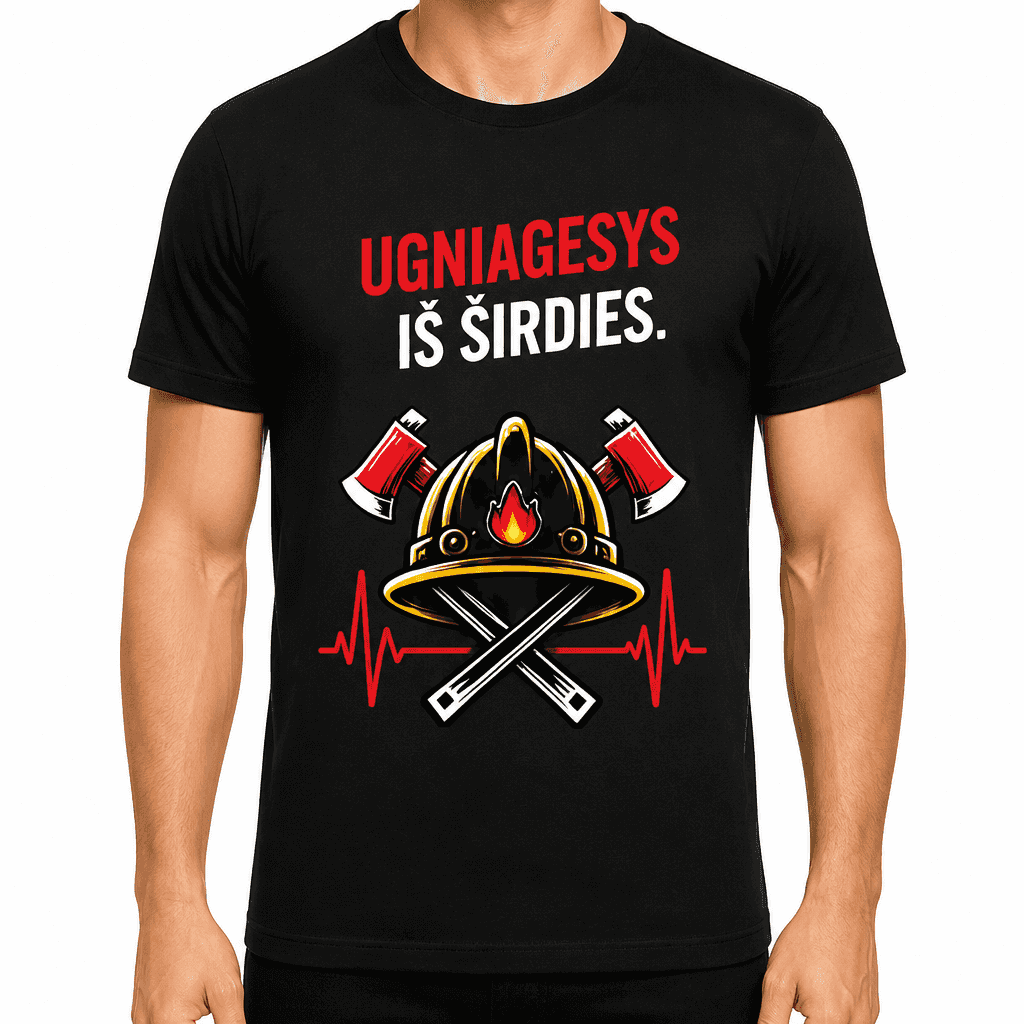 Ugniagesio marškinėliai – Ugniagesys iš širdies.