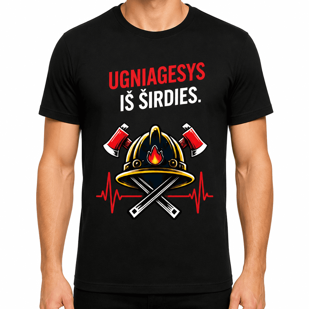 Ugniagesio marškinėliai – Ugniagesys iš širdies.