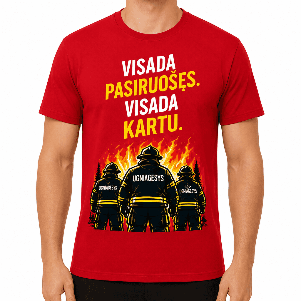 Ugniagesio marškinėliai – Visada pasiruošęs. Visada kartu.