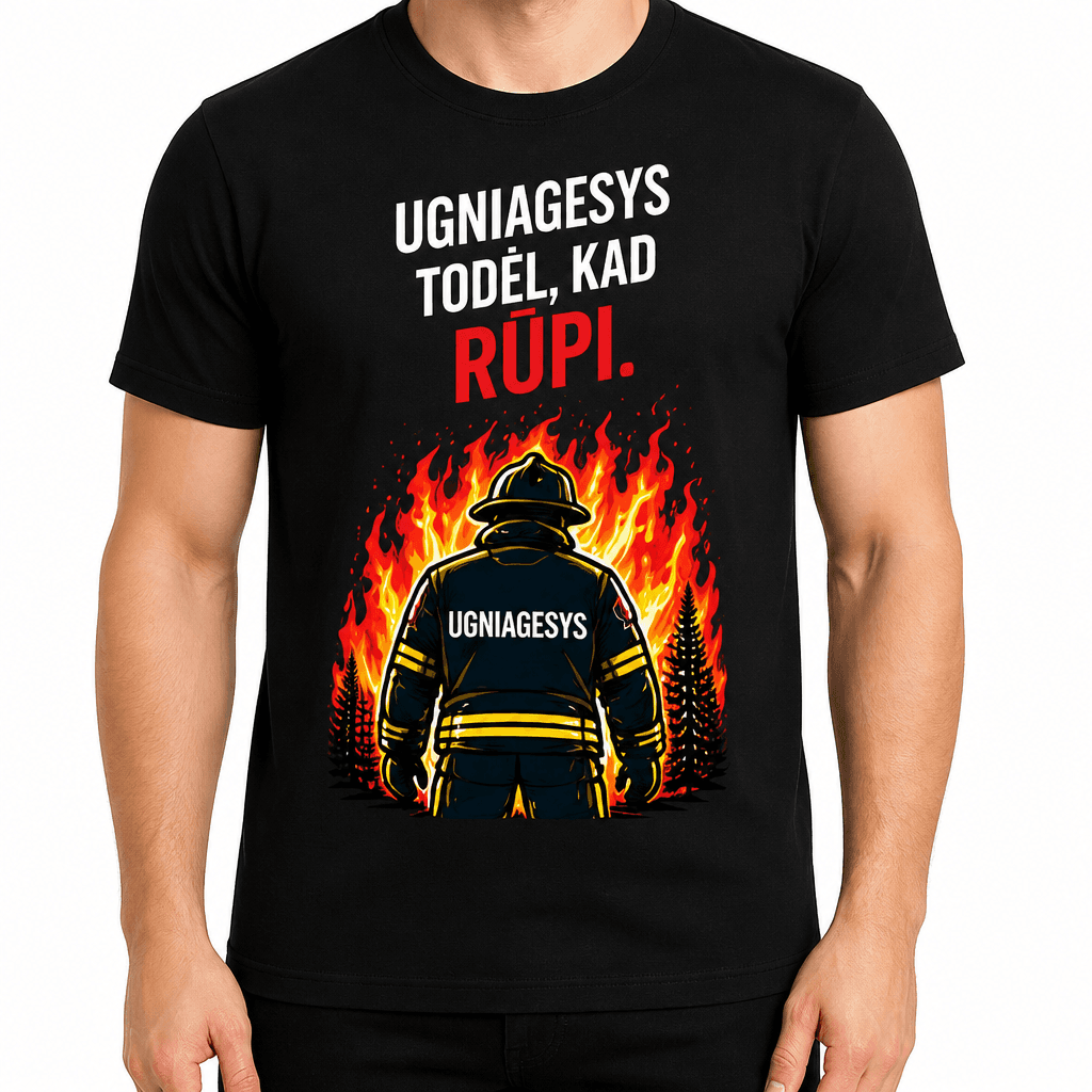 Ugniagesio marškinėliai – Ugniagesys todėl, kad rūpi.