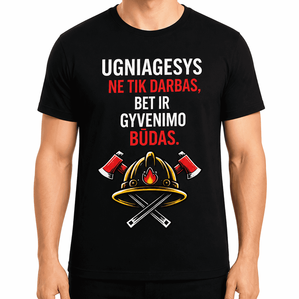 Ugniagesio marškinėliai – Ugniagesys ne tik darbas, bet ir gyvenimo būdas.