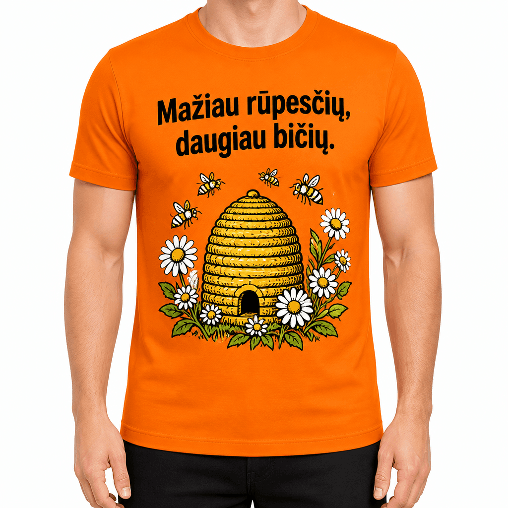 Marškinėlis bitininkui – Mažiau rūpesčių, daugiau bičių.