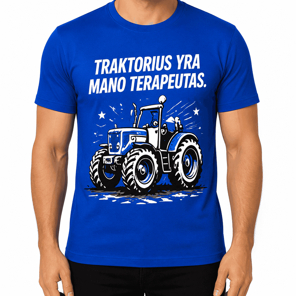 Marškinėlis ūkininkui – TRAKTORIUS YRA MANO TERAPEUTAS.
