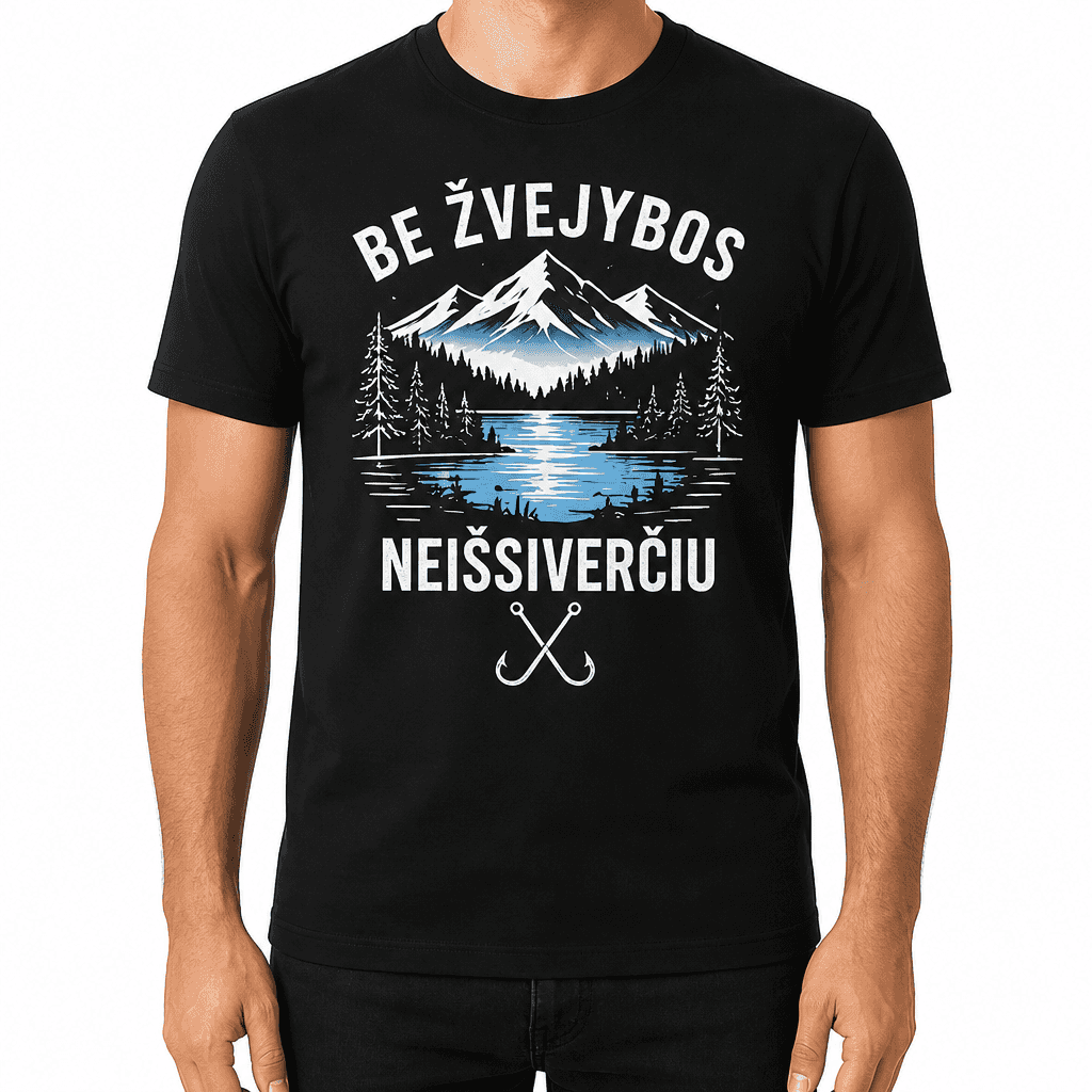 Marškinėliai žvejui – BE ŽVEJYBOS NEIŠSIVERČIU