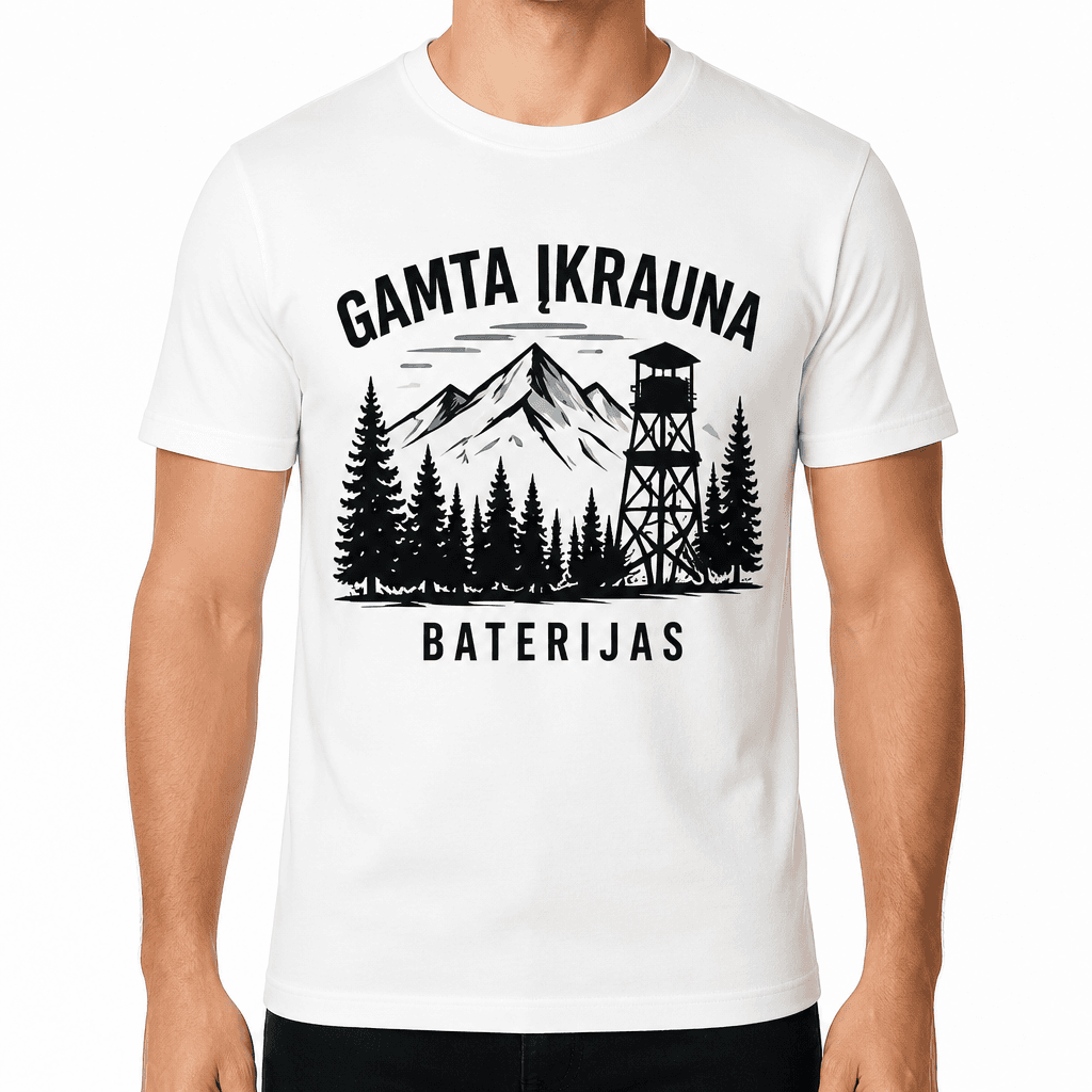 Medžiotojo marškinėlis – GAMTA ĮKRAUNA BATERIJAS