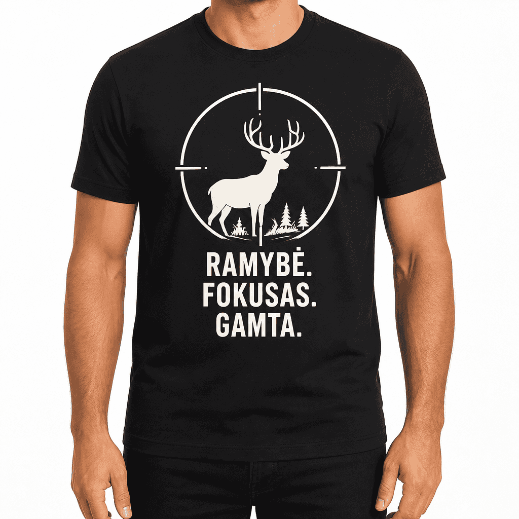 Medžiotojo marškinėlis – RAMYBĖ. FOKUSAS. GAMTA.
