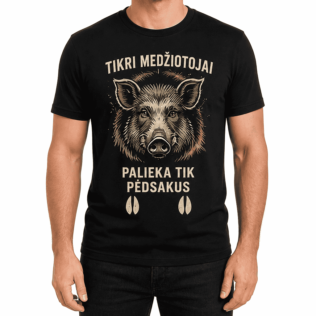 Medžiotojo marškinėlis – TIKRI MEDŽIOTOJAI PALIEKA TIK PĖDSAKUS