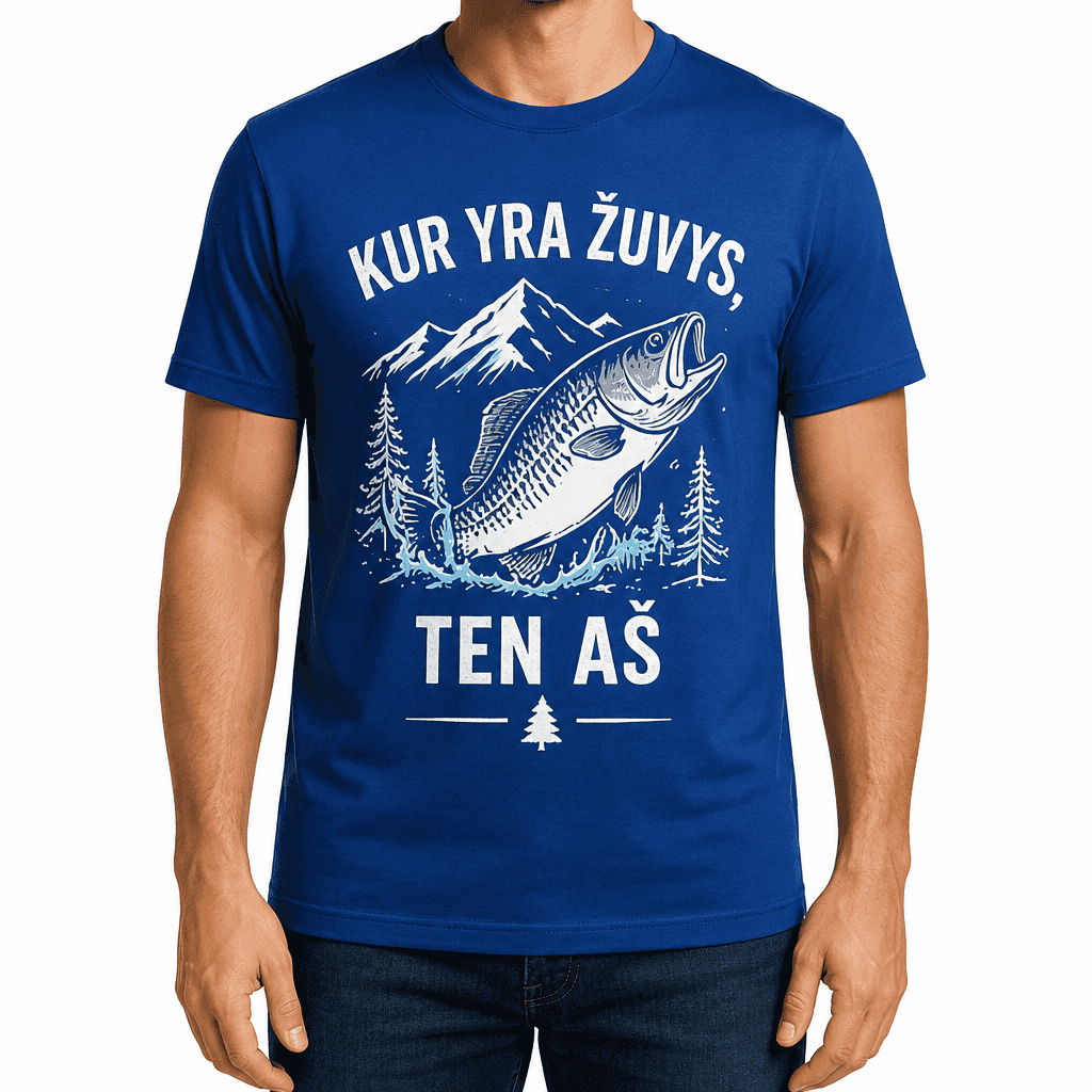 Marškinėliai žvejui – KUR YRA ŽUVYS, TEN AŠ