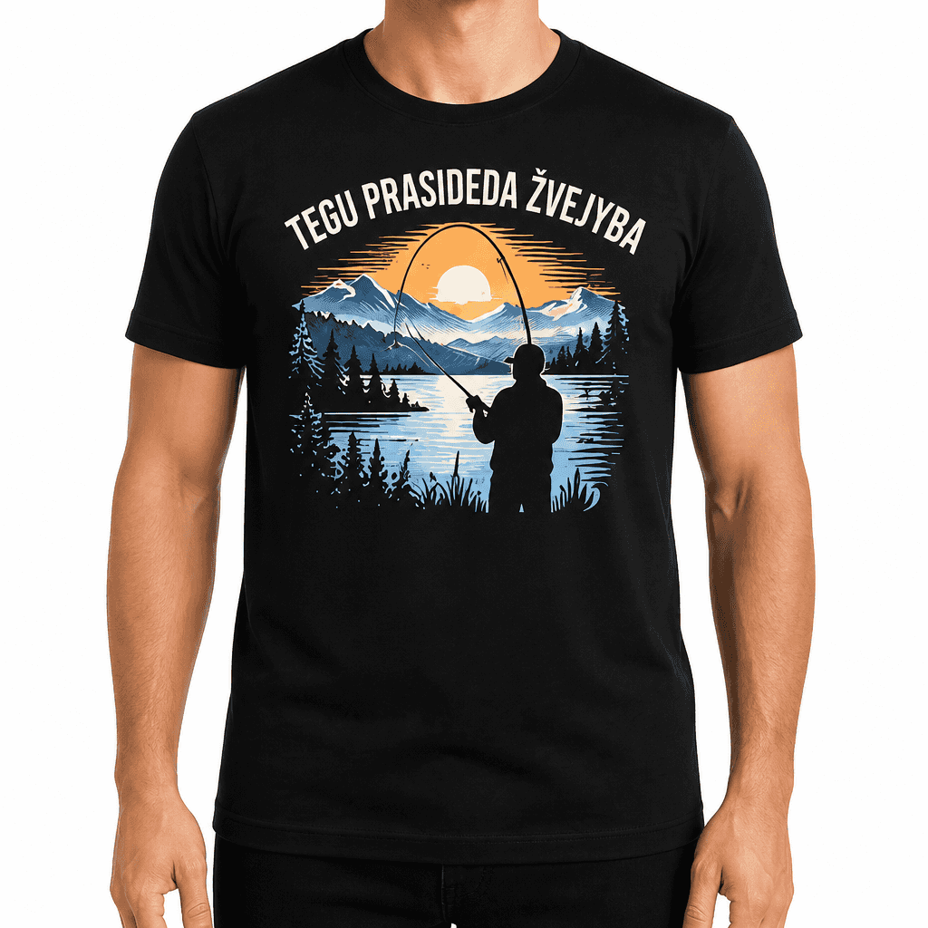 Marškinėliai žvejui – TEGU PRASIDEDA ŽVEJYBA
