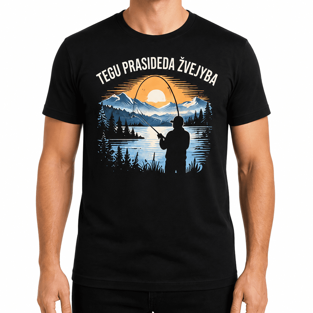 Marškinėliai žvejui – TEGU PRASIDEDA ŽVEJYBA
