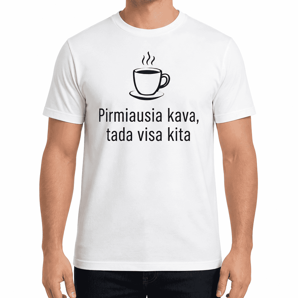 Marškinėlis kolegai – Pirmiausia kava, tada visa kita