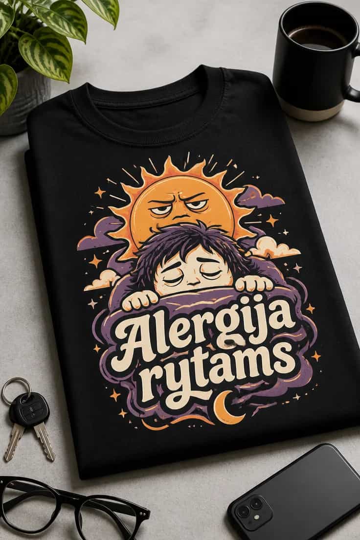 Juokingi marškinėliai „Alergija rytams“
