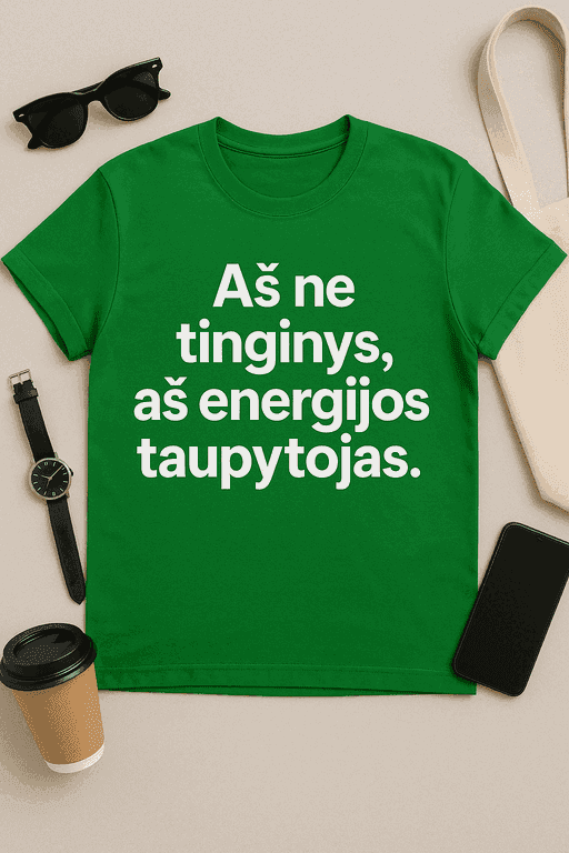Marškinėliai „Aš ne tinginys, aš energijos taupytojas“