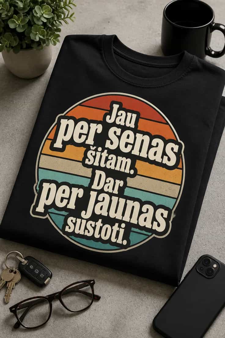 Marškinėliai: Jau per senas šitam, dar per jaunas sustoti