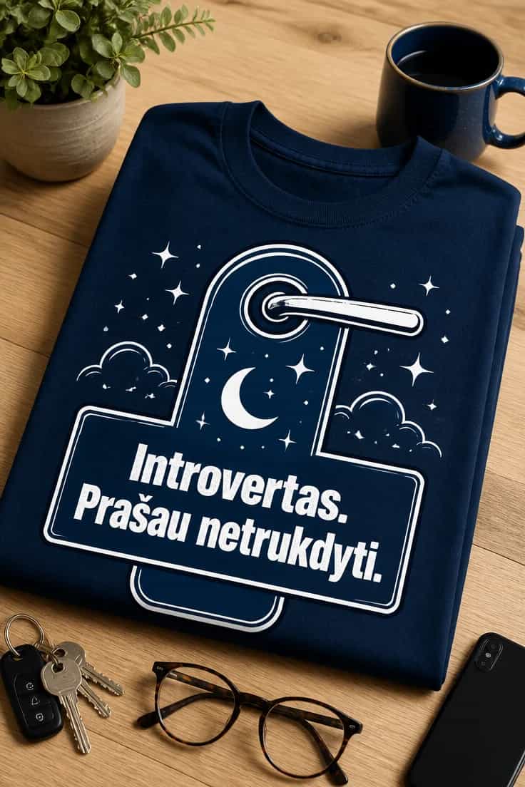 Marškinėliai introvertui „Introvertas. Prašau netrukdyti.“