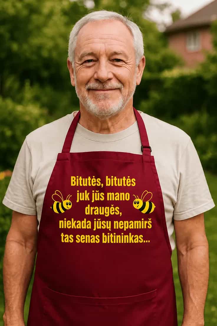 Juokinga prijuostė Bitutės bitininkui – Bitutės, bitutės