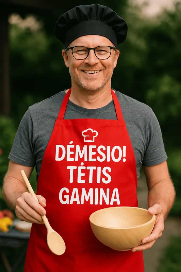 Juokinga prijuostė Tėtis gamina – DĖMESIO! TĖTIS