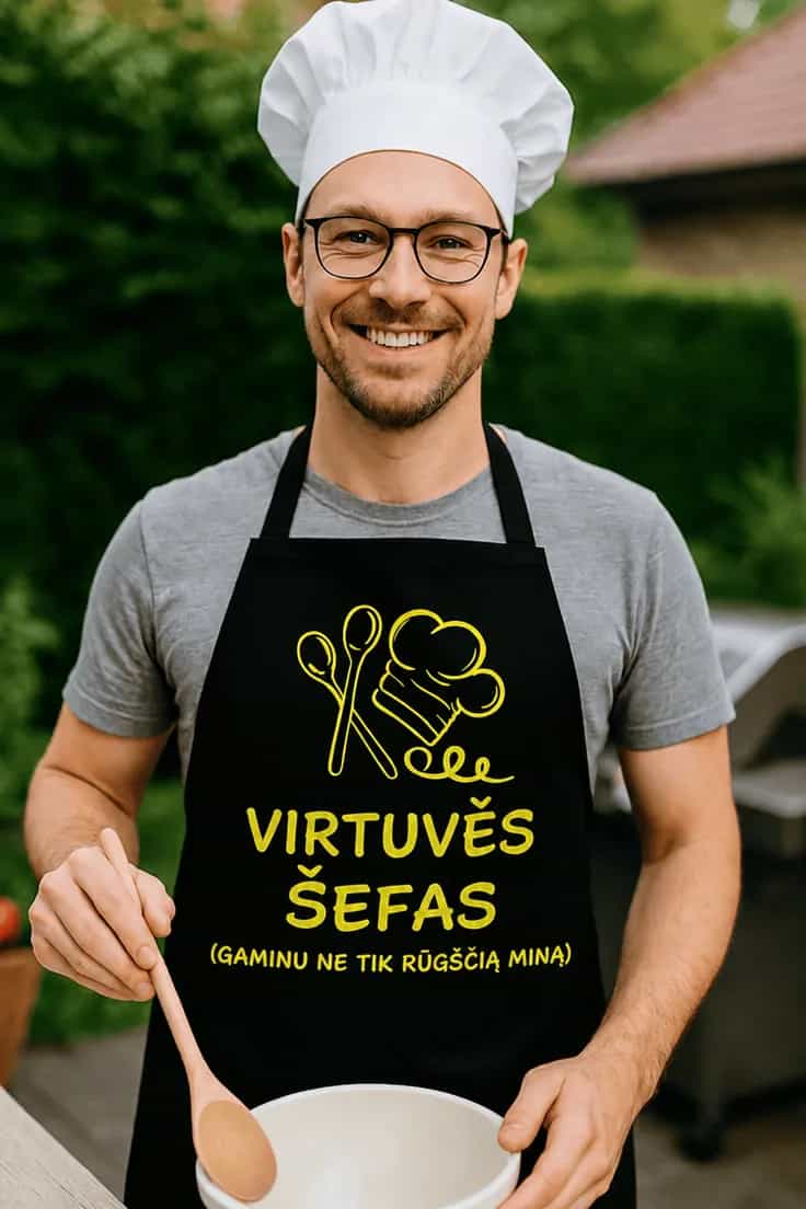 Juokinga prijuostė Virtuvės šefas – VIRTUVĖS ŠEFAS