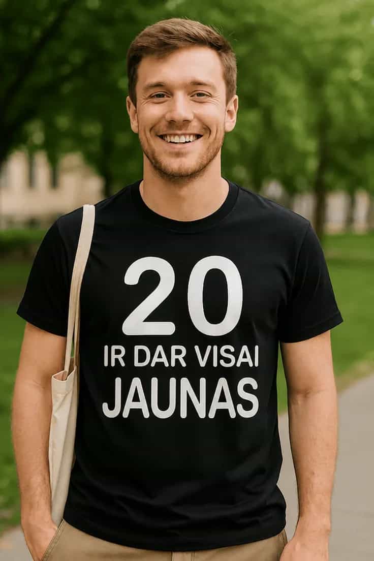 Juokingi marškinėliai 20 ir dar jaunas