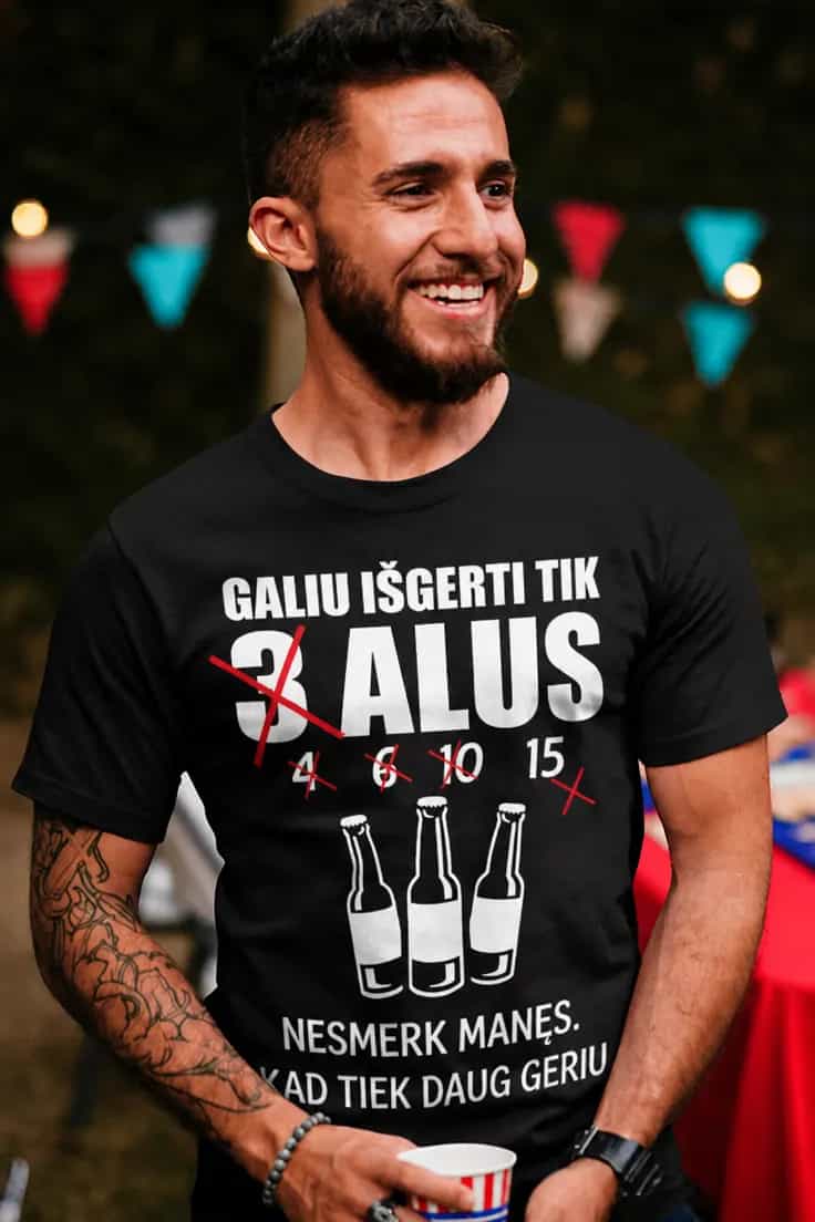 Juokingi marškinėliai 3 alaus – GALIU IŠGERTI TIK