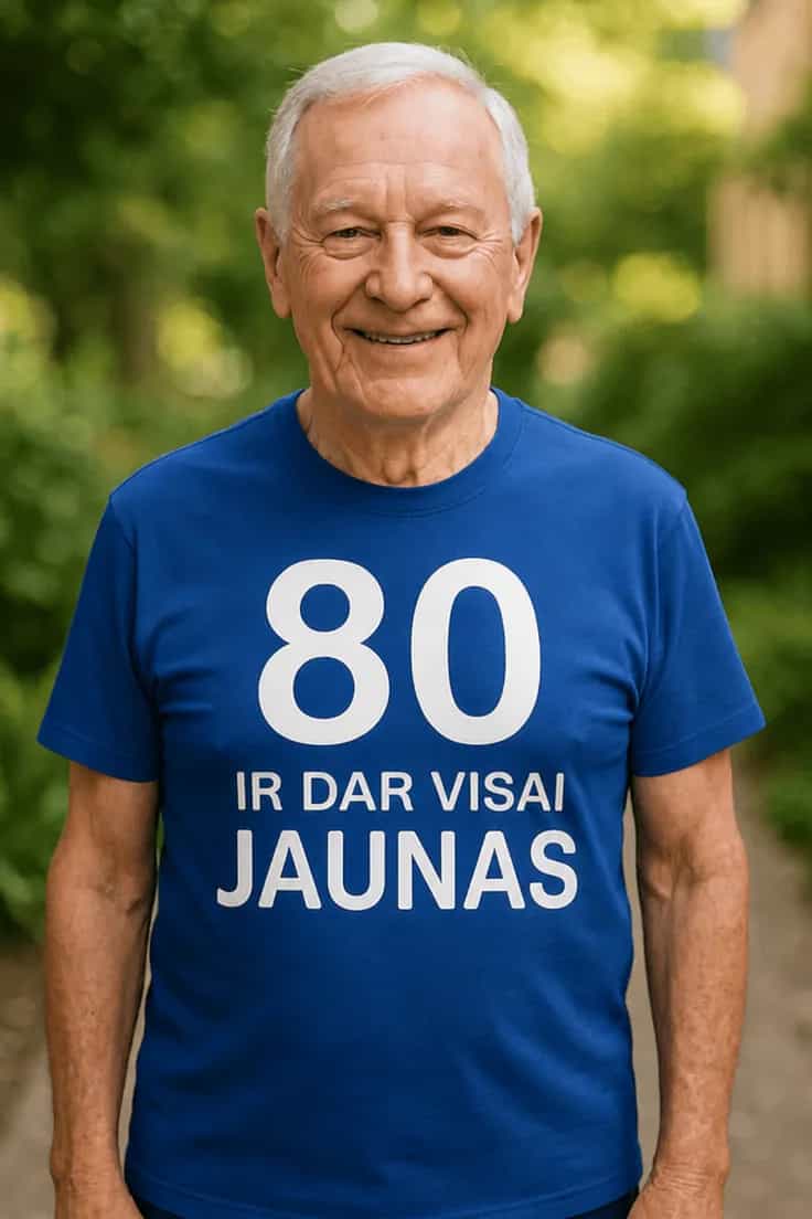 Juokingi marškinėliai 80 ir dar jaunas – 80
