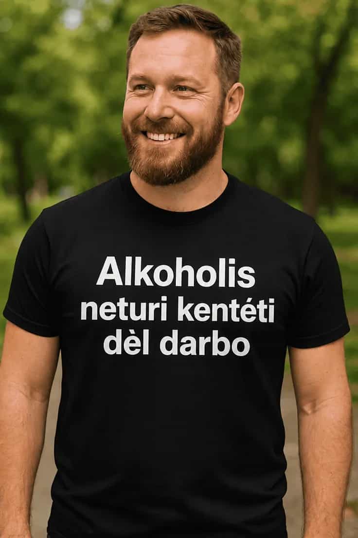 Juokingi marškinėliai Alkoholis neturi kentėti dėl darbo