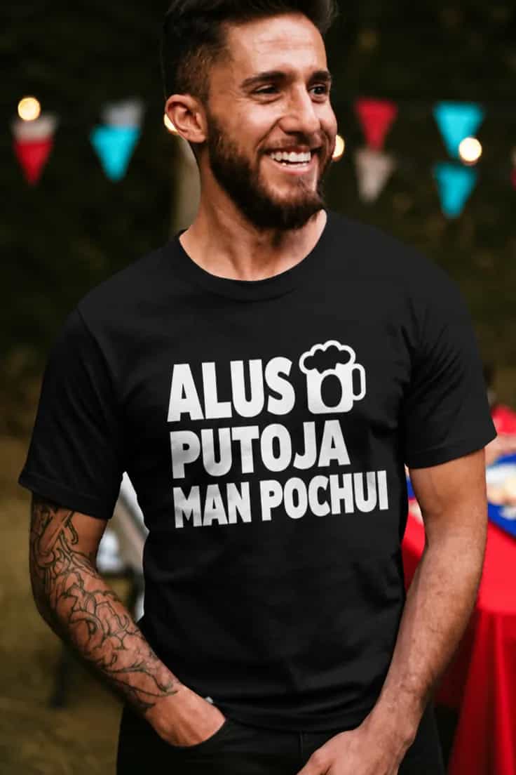 Juokingi marškinėliai Alus putoja man pochui