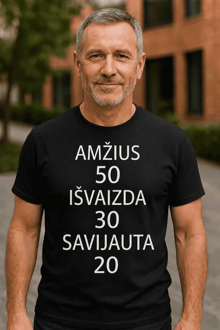 Juokingi marškinėliai Amžius išvaizda savijauta