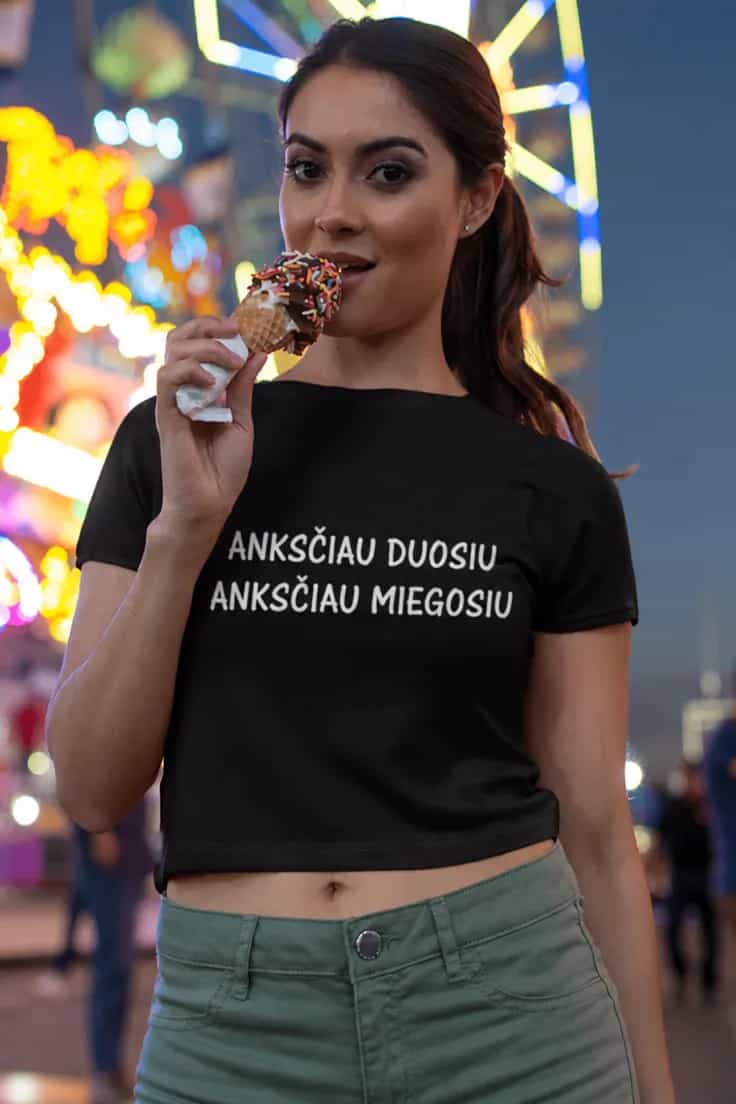 Juokingi marškinėliai Anksčiau duosiu anksčiau miegosiu