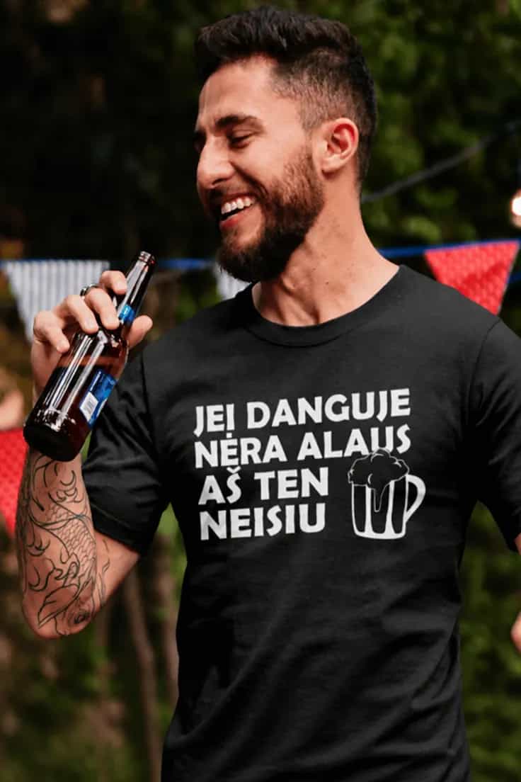 Juokingi marškinėliai apie alų danguje
