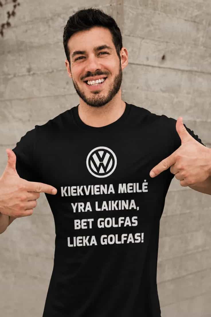Juokingi marškinėliai Apie amžiną golfą – KIEKVIENA