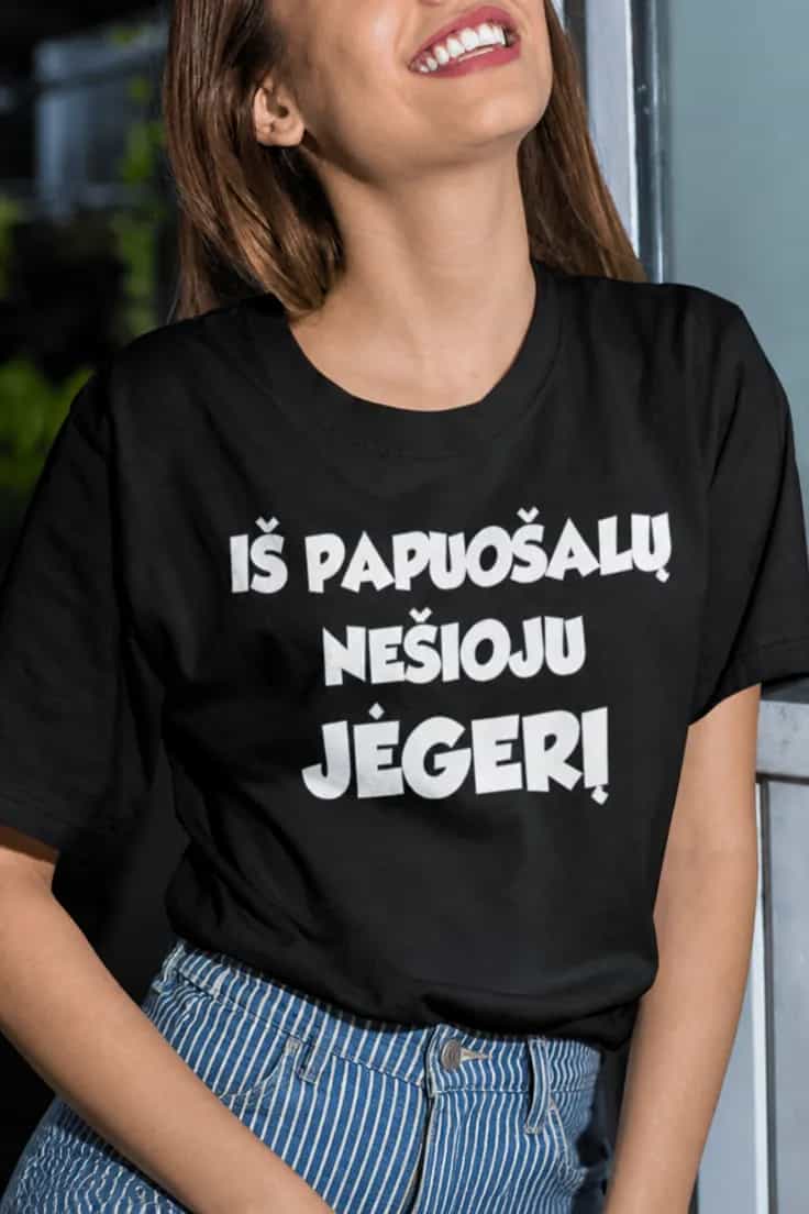 Juokingi marškinėliai Apie jėgerį – IŠ PAPUOŠALŲ