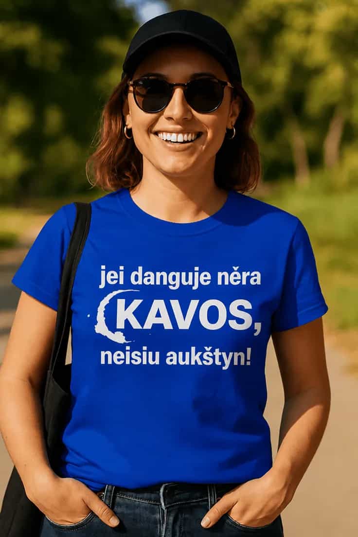 Juokingi marškinėliai Apie kavą danguje