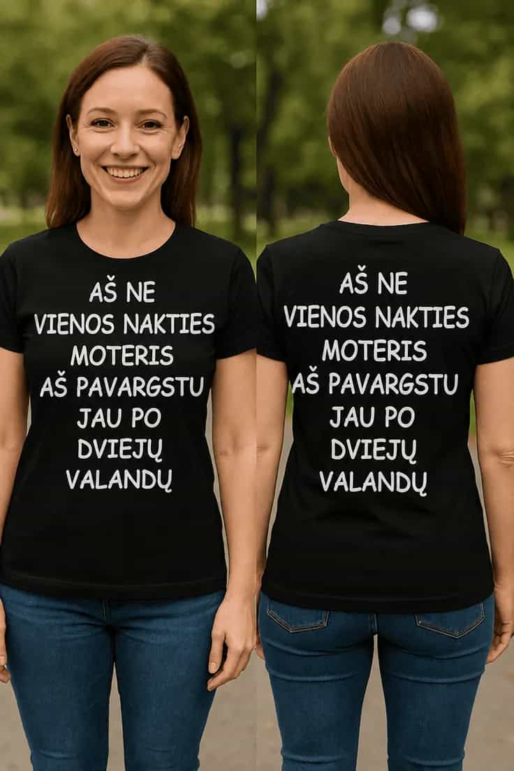 Juokingi marškinėliai apie nuovargį po dviejų valandų