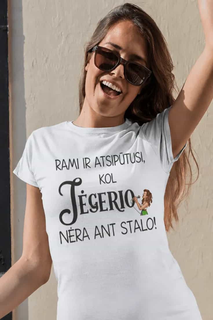 Juokingi marškinėliai Apie ramybę ir Jėgerį
