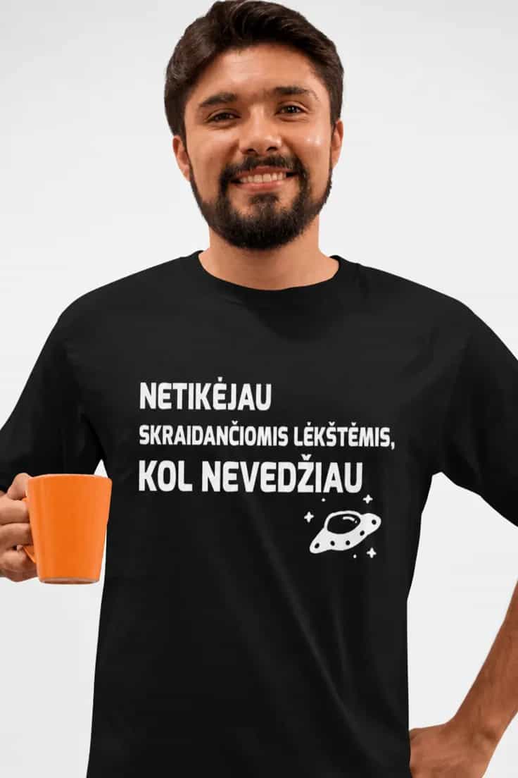Juokingi marškinėliai Apie skraidančias lėkštes