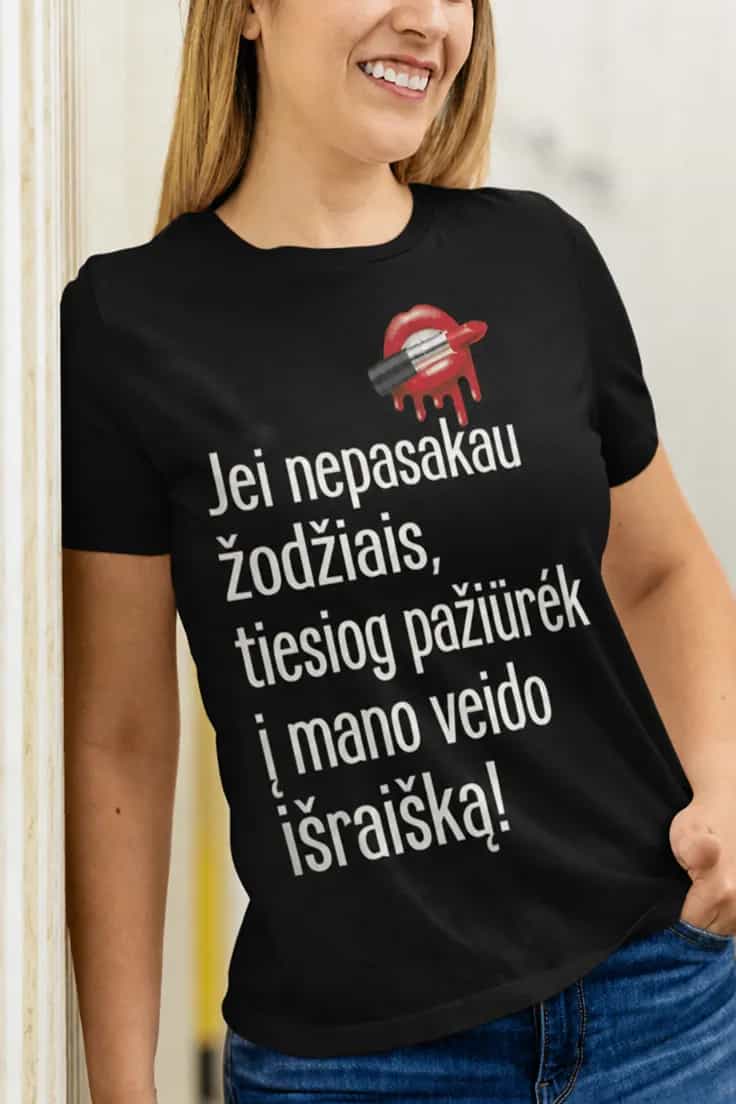 Juokingi marškinėliai Apie veido išraišką