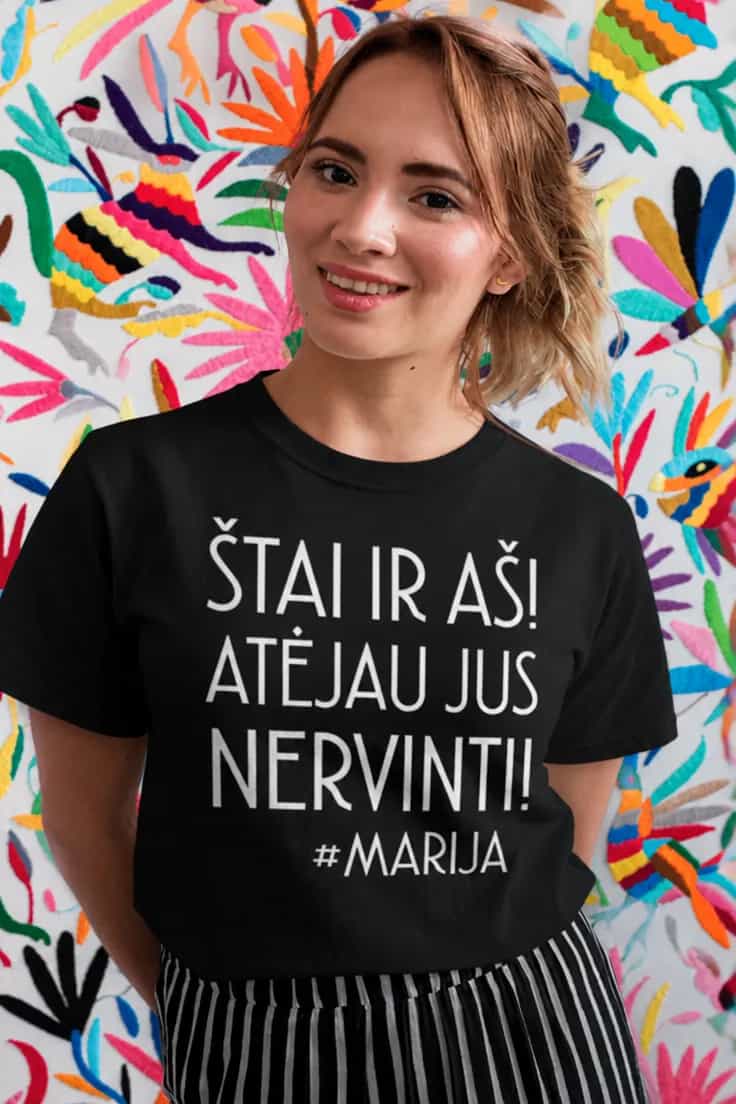 Juokingi marškinėliai Atėjau nervinti su vardu